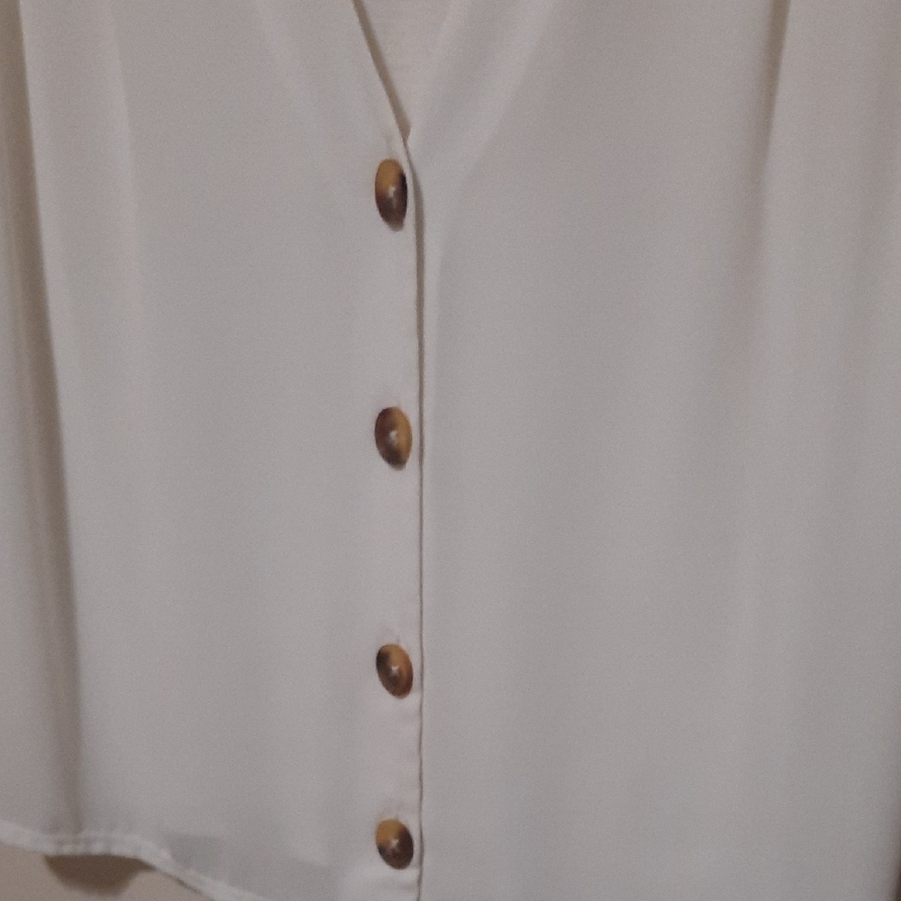 Express Ivory Button-Front Blouse - image 3